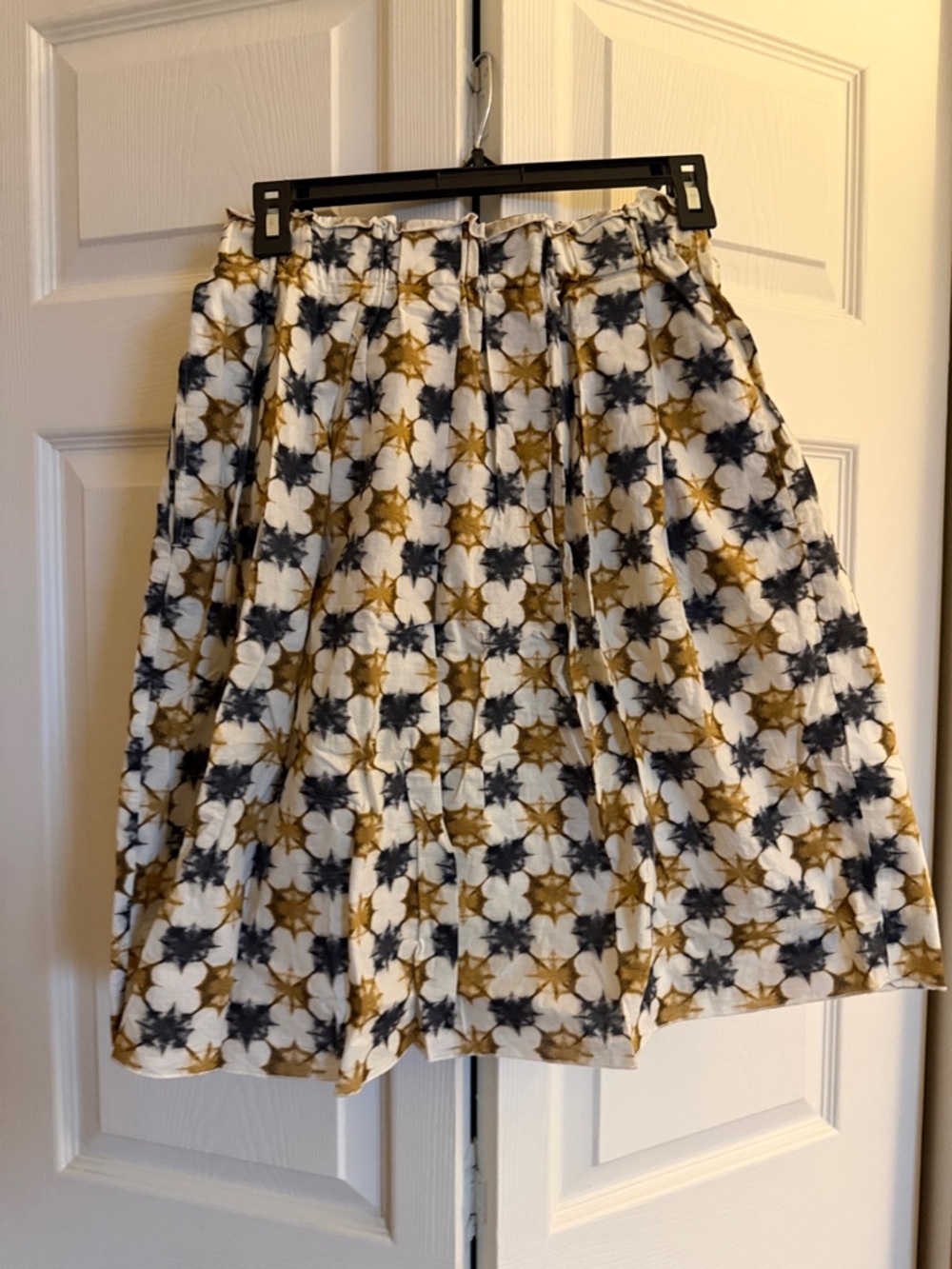 Chloe Floral Circle Skirt in White, Navy & Mustard